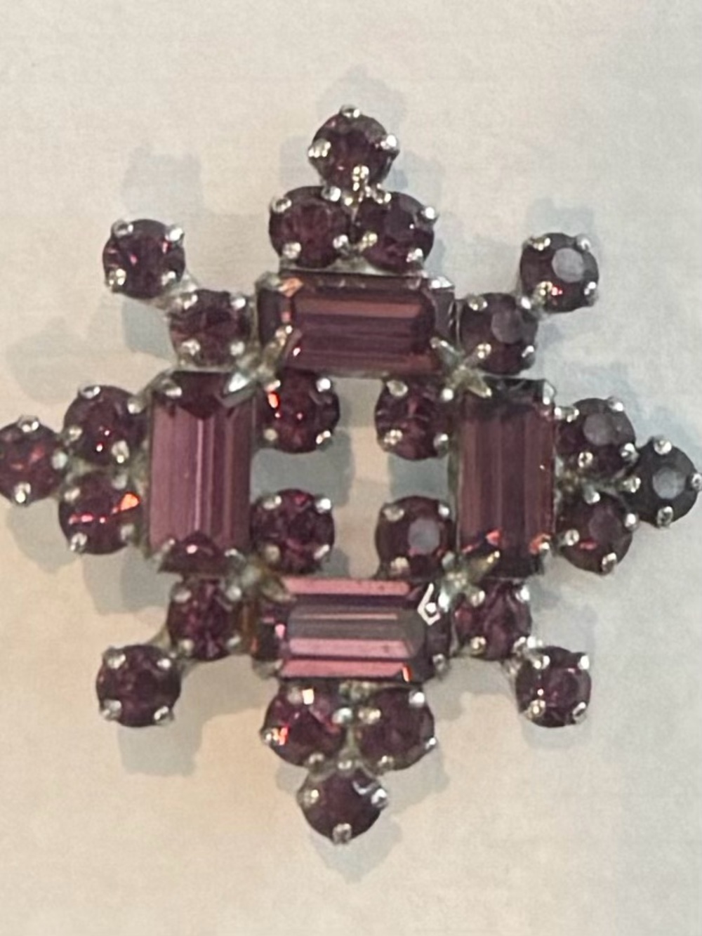 Vintage Purple Crystal Cluster Brooch